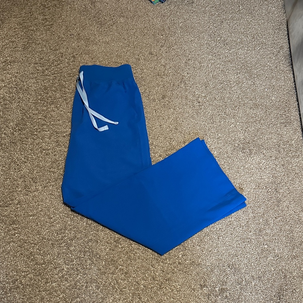 Figs Blue Isabela High Waisted Wide Leg Scrub Pants